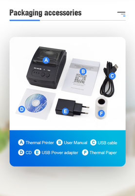 POS Taşınabilir Termal Doğrudan Yazıcı Mini Bluetooth Yazıcı 58mm